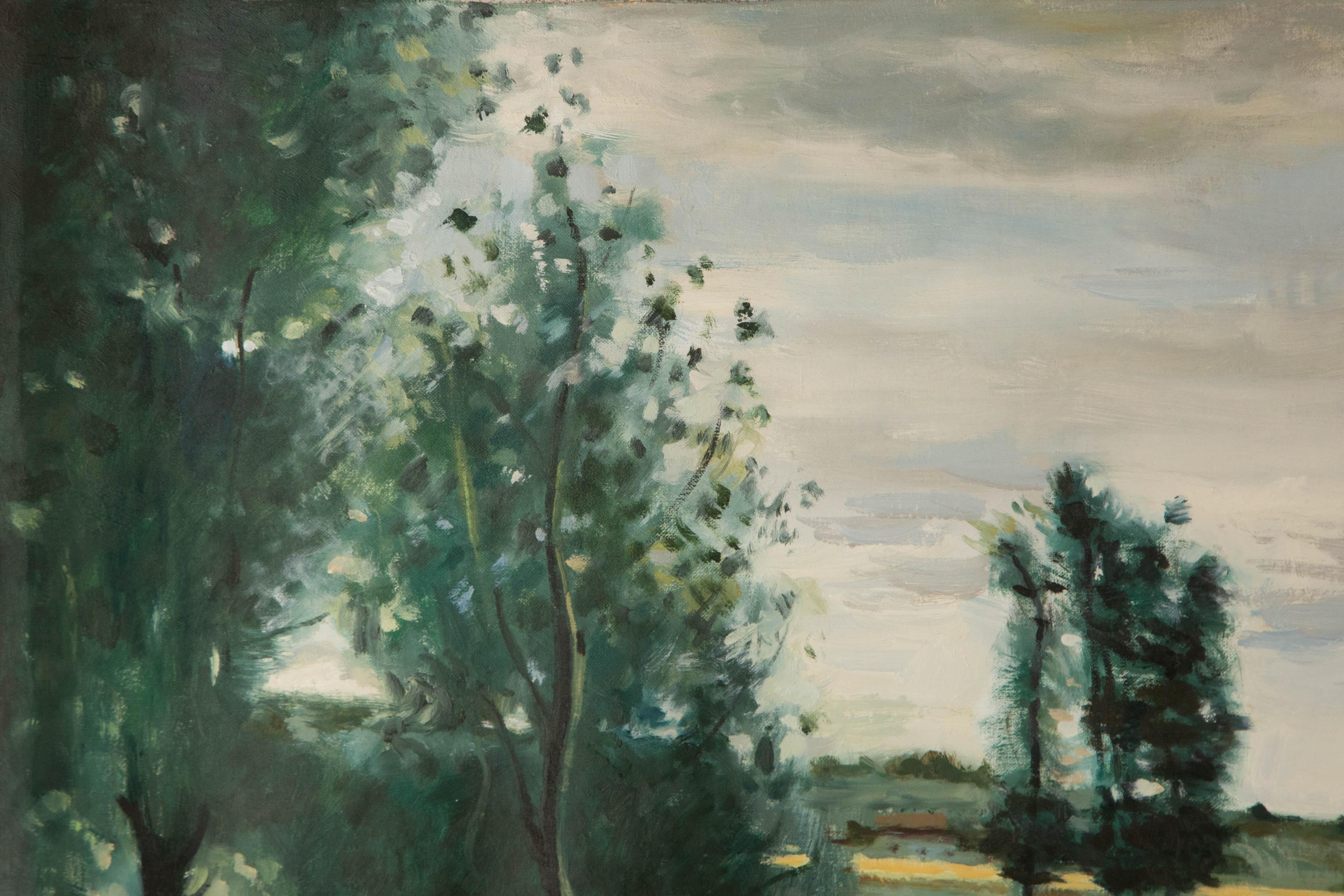 Lei Wang Landschaft Original Öl auf Leinwand 