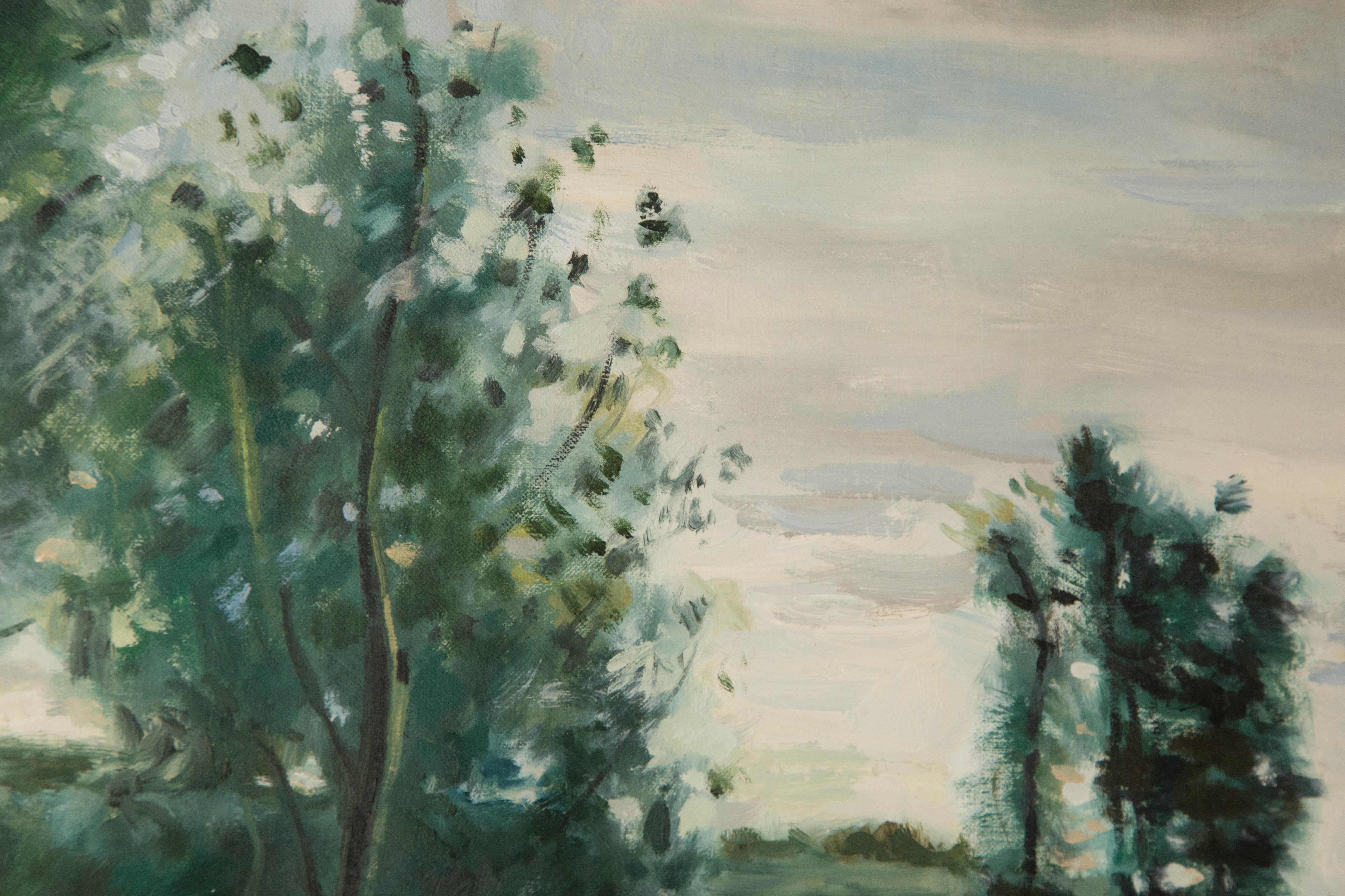 Lei Wang Landschaft Original Öl auf Leinwand 