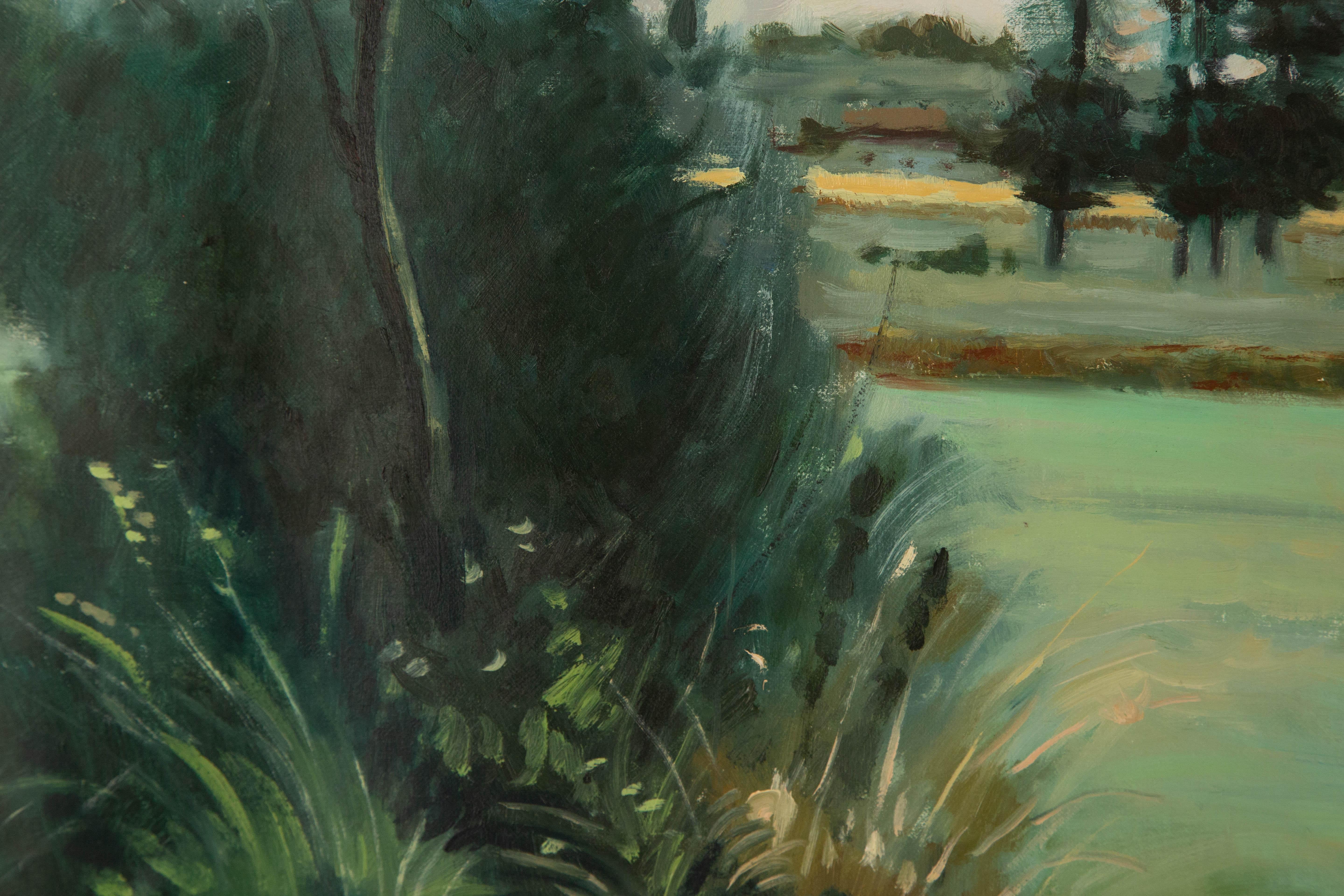 Lei Wang Landschaft Original Öl auf Leinwand 