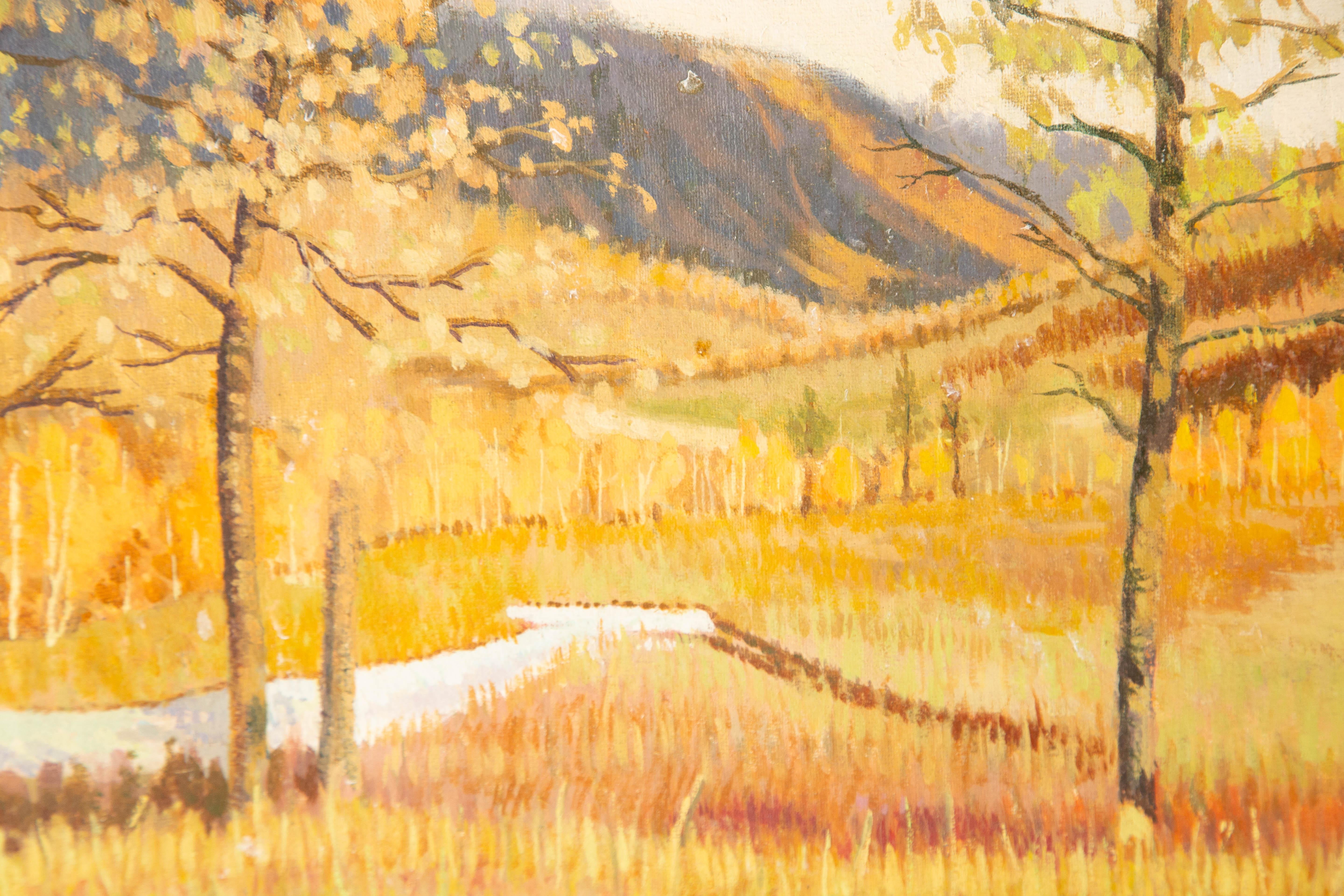 Lei Wang Landschaft Original Öl auf Leinwand 