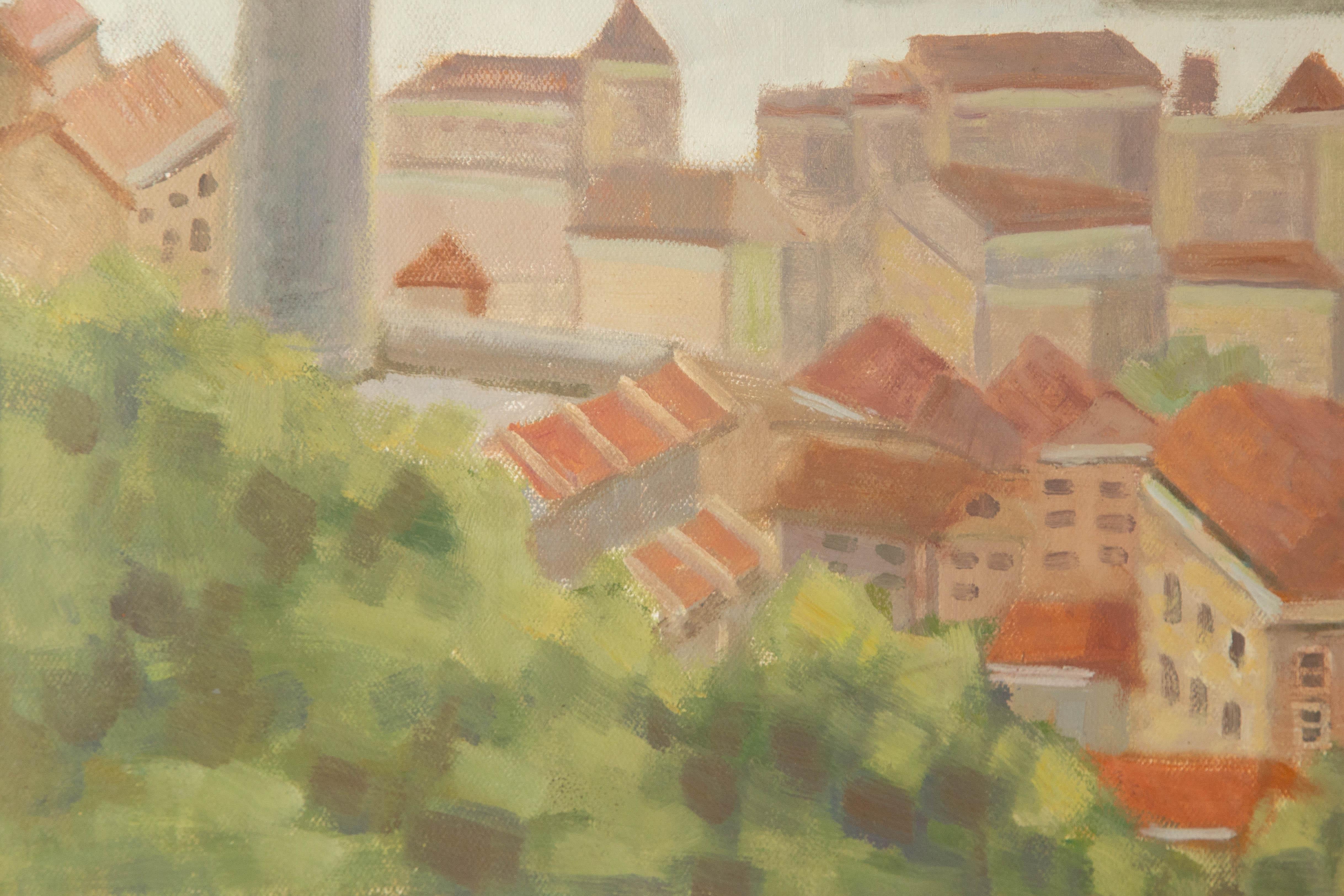 Lei Wang Landschaft Original Öl auf Leinwand 