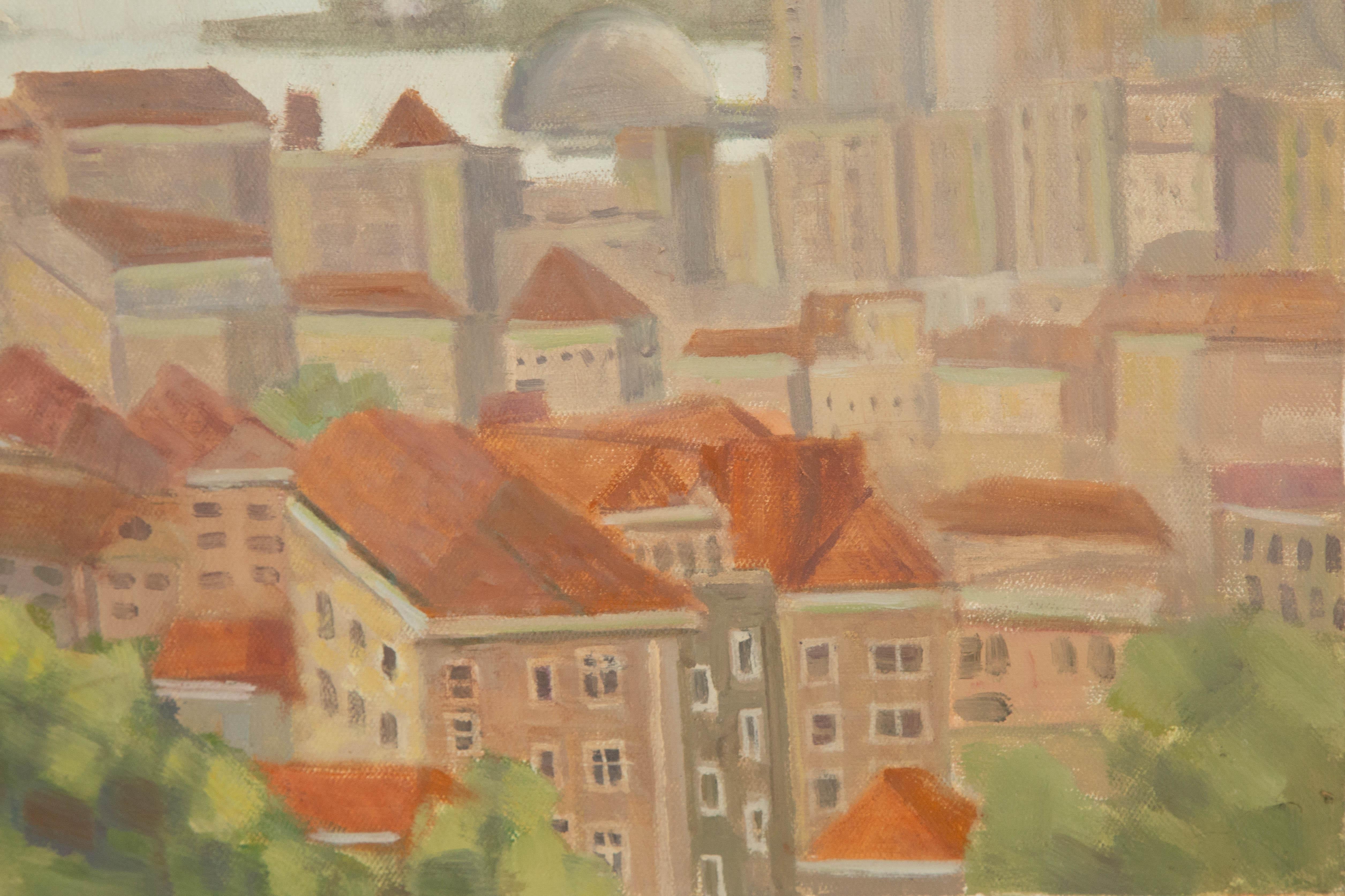 Lei Wang Landschaft Original Öl auf Leinwand 