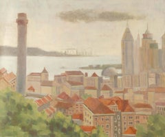 Lei Wang Landschaft Original Öl auf Leinwand "Rote Häuser in Qingdao"