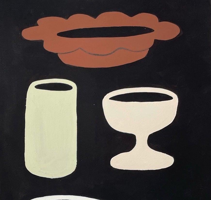 Acht Gefäße 2 - zeitgenössisches figuratives Gefäßgemälde, Originalkunstwerk (Zeitgenössisch), Painting, von Leia Bryans