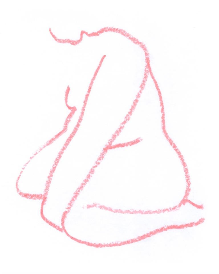#1 - contemporary minimal pink drawing of seated female figure, contour line