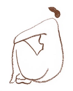 #3 - contemporary minimal drawing of a female figure, brown contour line