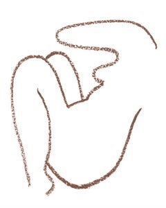 #4 - contemporary minimal drawing of a female figure, light brown contour line