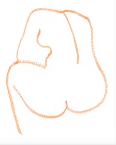 #5 - contemporary minimal drawing of a female figure, orange contour line