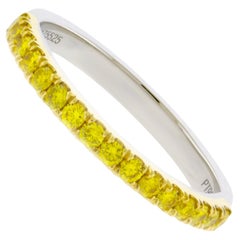 LeIbish Canary Fancy Vivid Yellow Diamond Half Eternity Wedding Band Ring