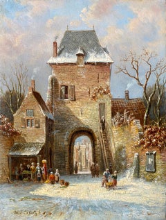 Busy Day in a Wintry Dutch Town, Charles Leickert, Brussels 1816 – 1907 Mainz