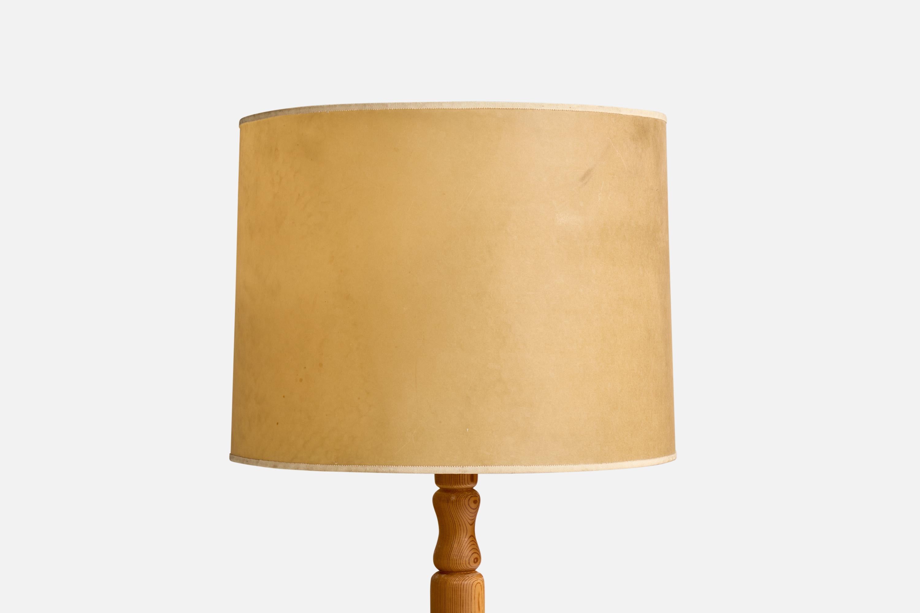Swedish Leif Hällstrand, Floor Lamp, Pine, Parchment Paper, Sweden, 1983 For Sale