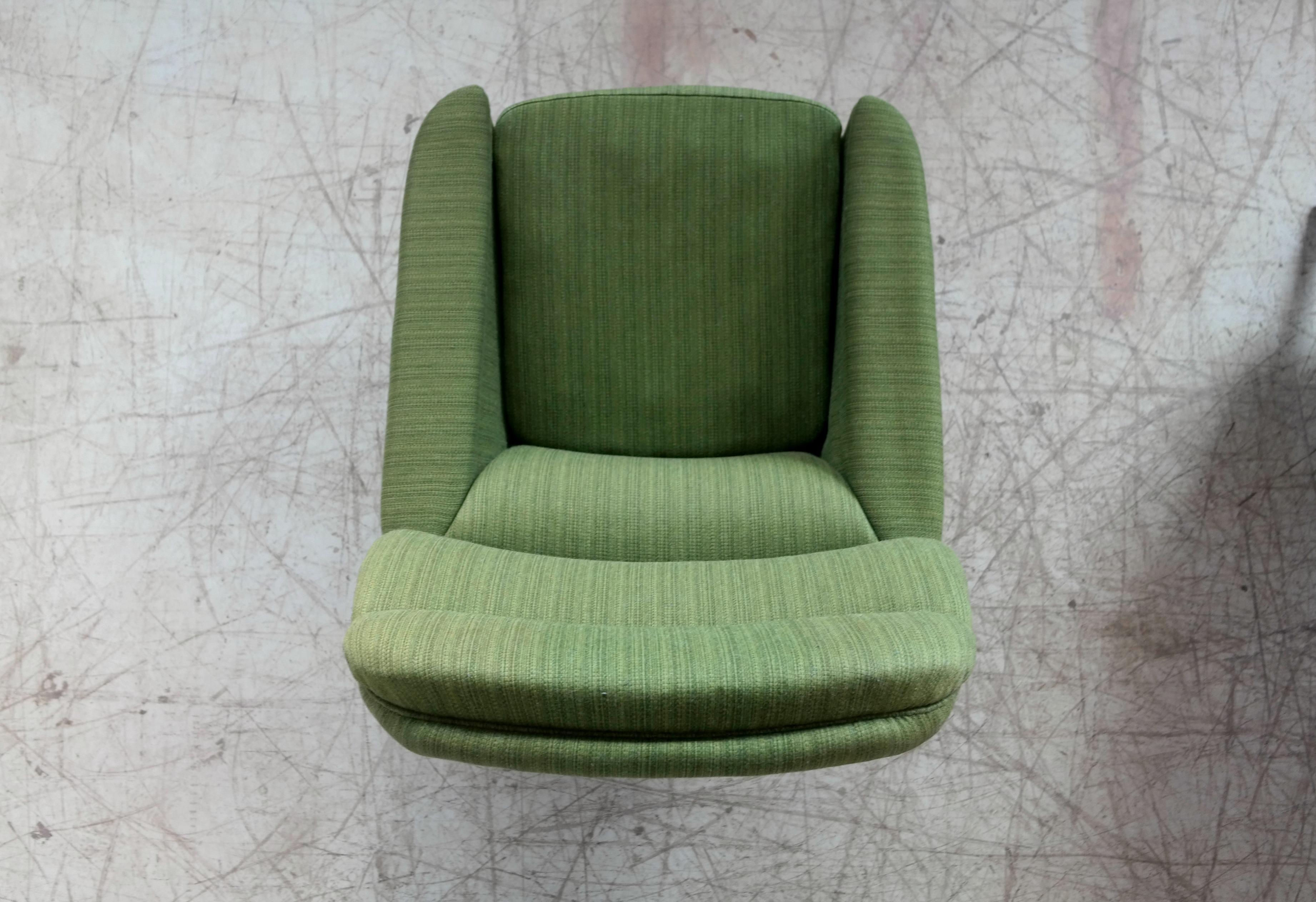 Wool Leif Hansen Lounge Chair Danish, Midcentury