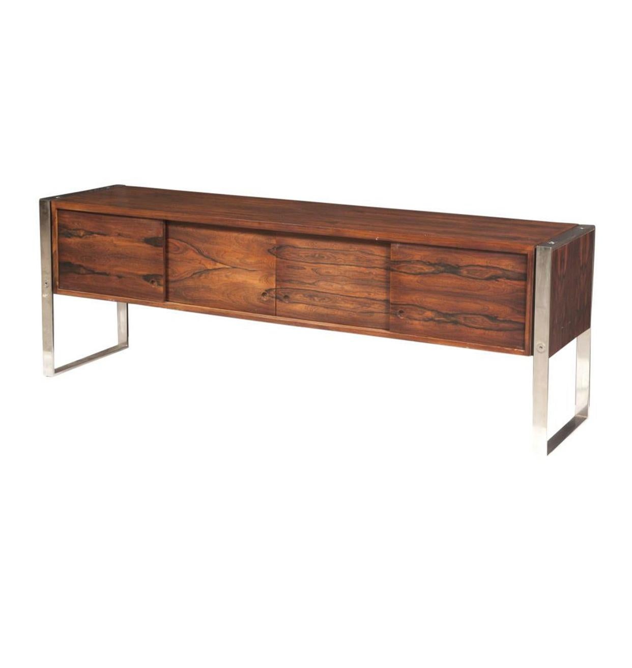 Wood Leif Jacobsen Rosewood and Chromed Metal Console