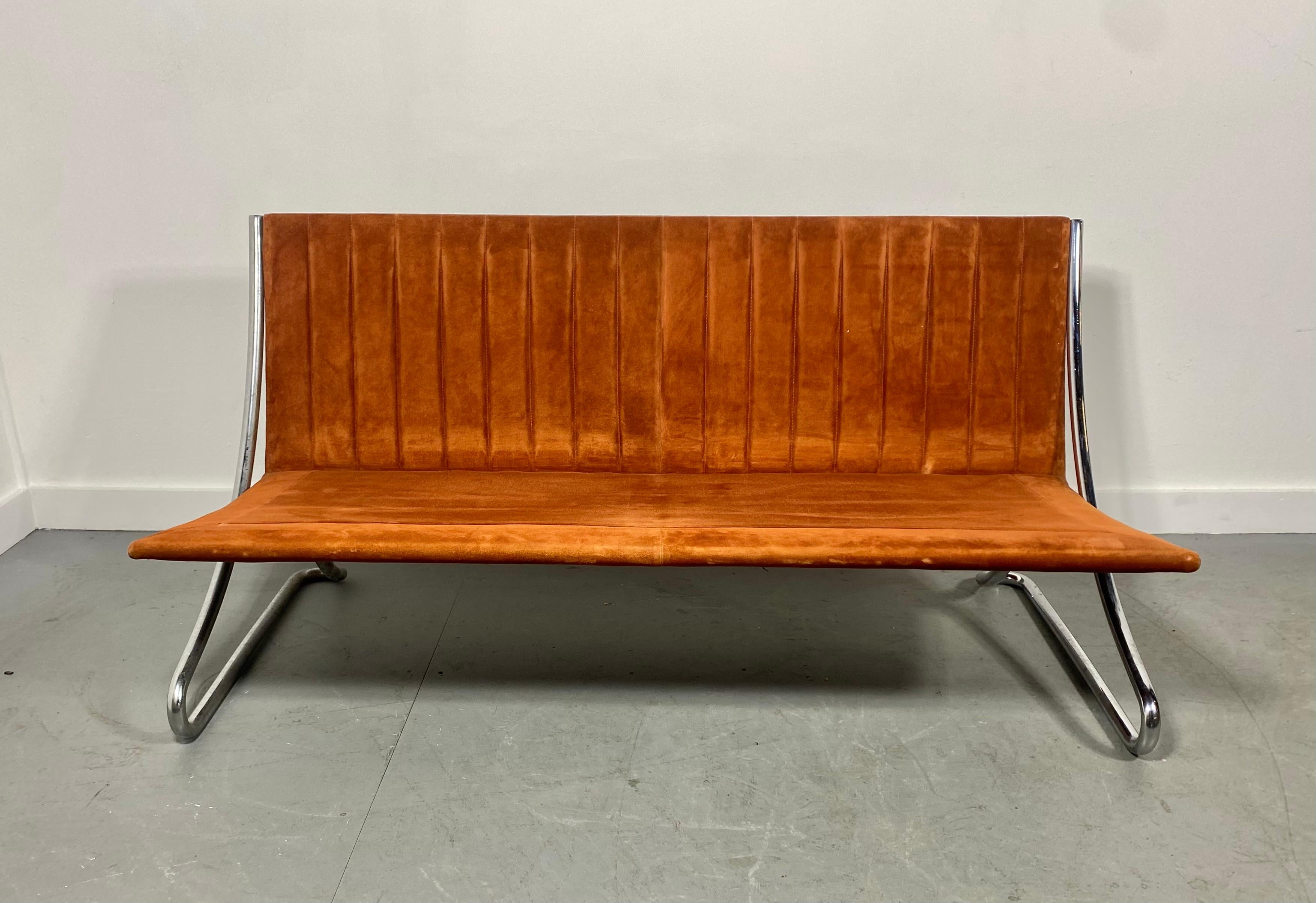 Leif Jacobsen Sette's Steel Frames & Suede Ribbed Upholstery, Modern / Spaceage 1