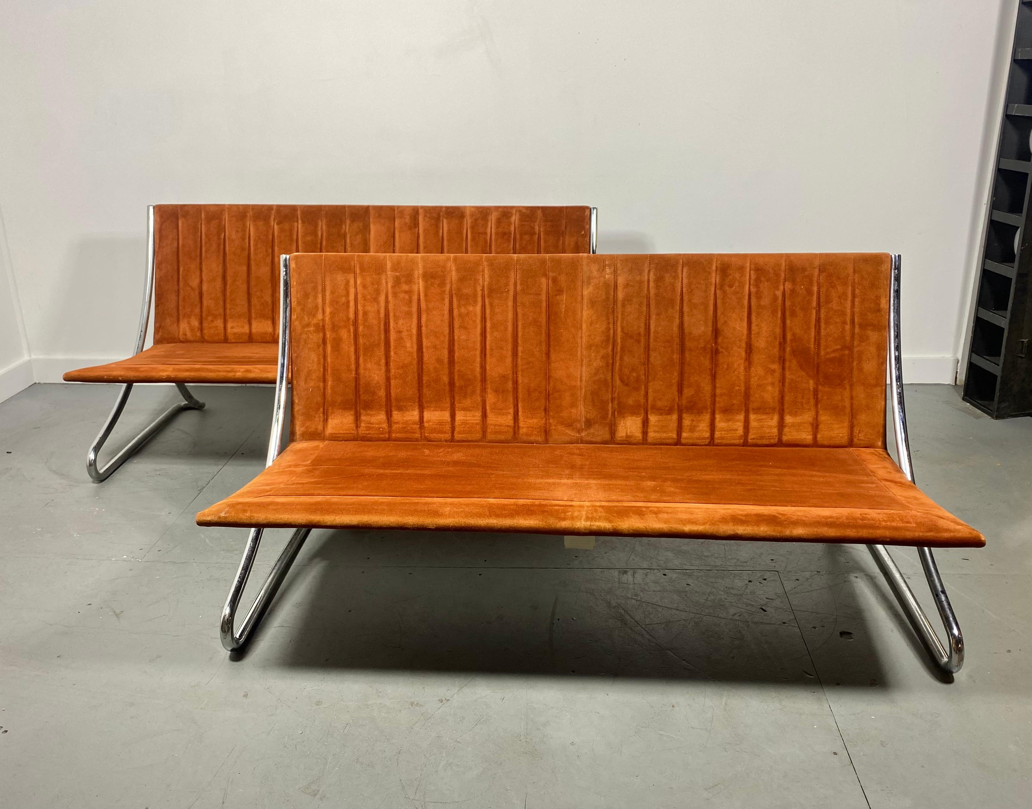 Leif Jacobsen Sette's Steel Frames & Suede Ribbed Upholstery, Modern / Spaceage 2