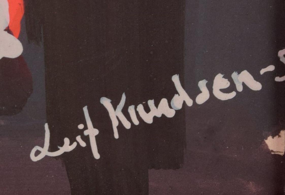 Leif Knudsen, artiste suédois Technique mixte sur papier. Composition abstraite. Excellent état - En vente à Copenhagen, DK