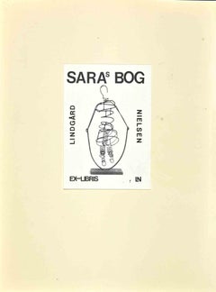  Ex Libris - Sara Bog - Woodcut by Leif Nielsen - 1950s