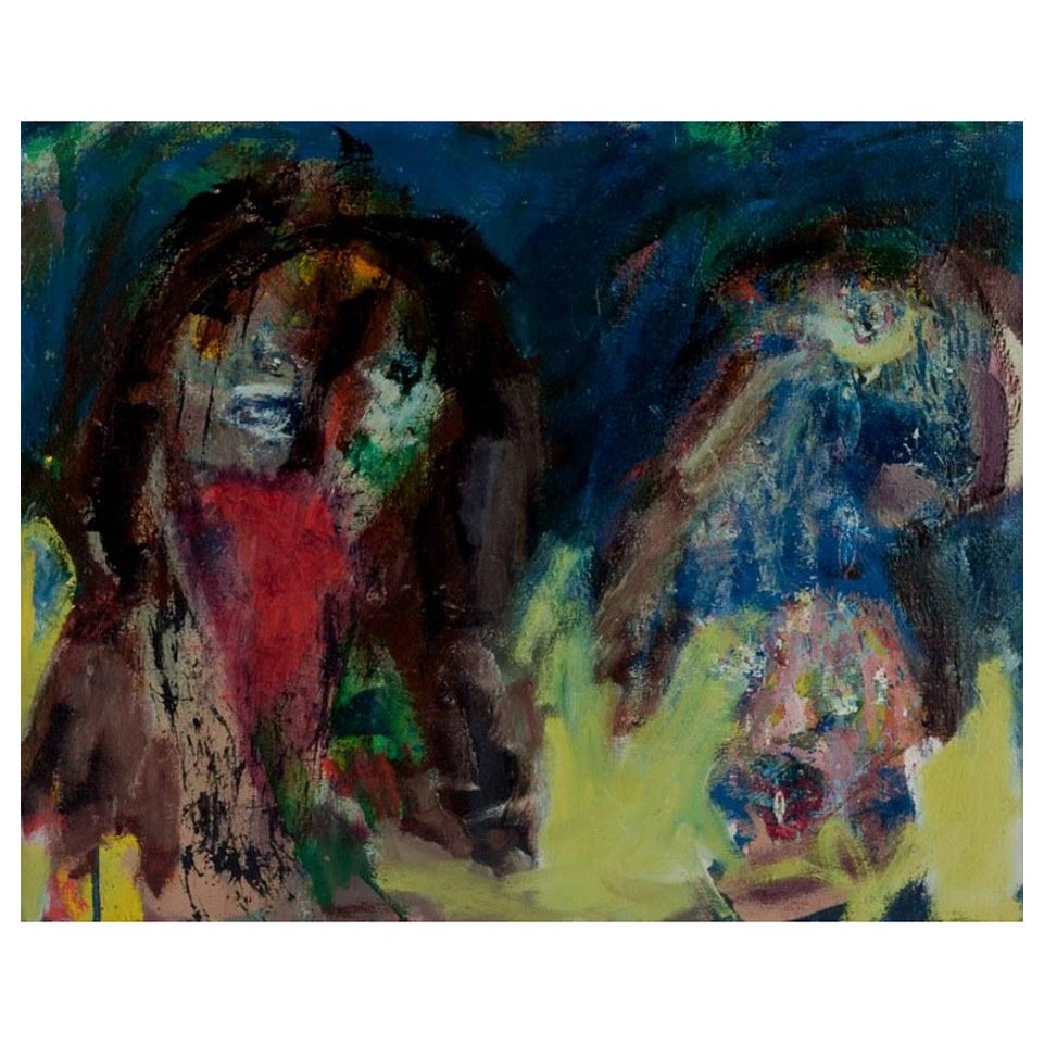 Leif Ottar, Danish artist. Abstract composition. Oil on canvas. Approx. 1970s For Sale