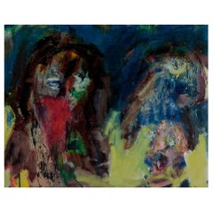 Leif Ottar, Danish artist. Abstract composition. Oil on canvas. Approx. 1970s