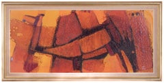 Leif Tingkær, Danish painter. Oil on panel. Abstract composition. 1970s