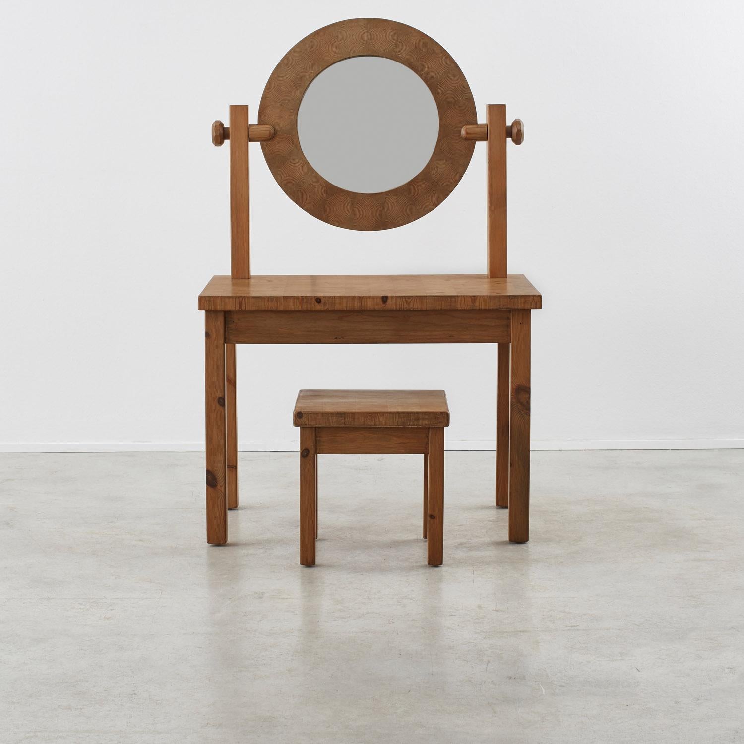 Late 20th Century Leif Wikner pine dressing table and stool - Sweden, 1970s
