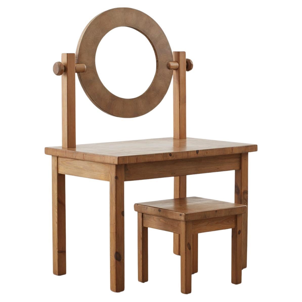 Leif Wikner pine dressing table and stool - Sweden, 1970s