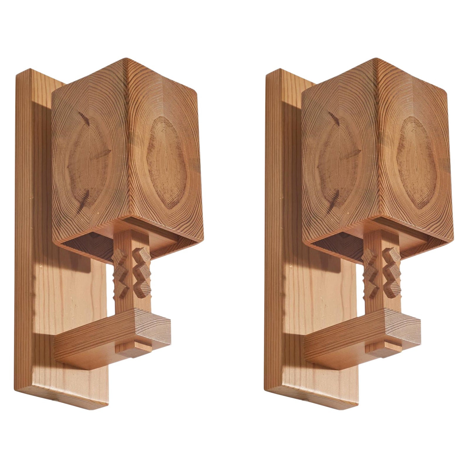 Leif Wikner, Sconces, Pine, Persåsen Kövra, Sweden, 1970s