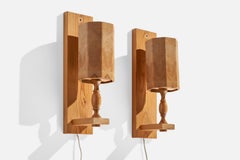 Leif Wikner, Wall Lights, Pine, Sweden, 1970s