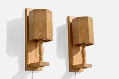 Leif Wikner, Wall Lights, Pine, Sweden, 1970s