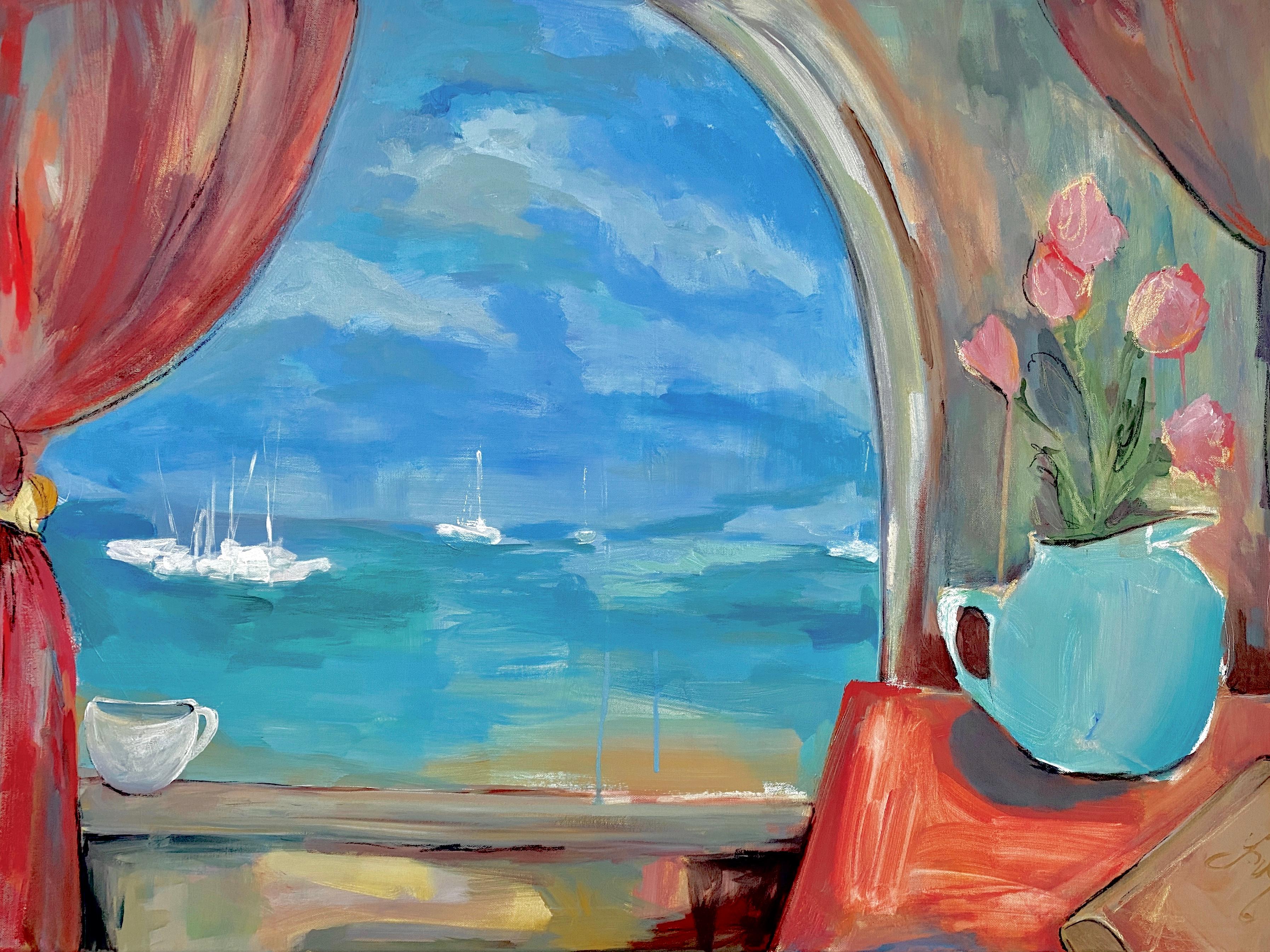 Leigh Ann Van Fossan Interior Painting - "Breath in the Warm Salty Air" (2025) Original Acrylic Painting, Whimsical