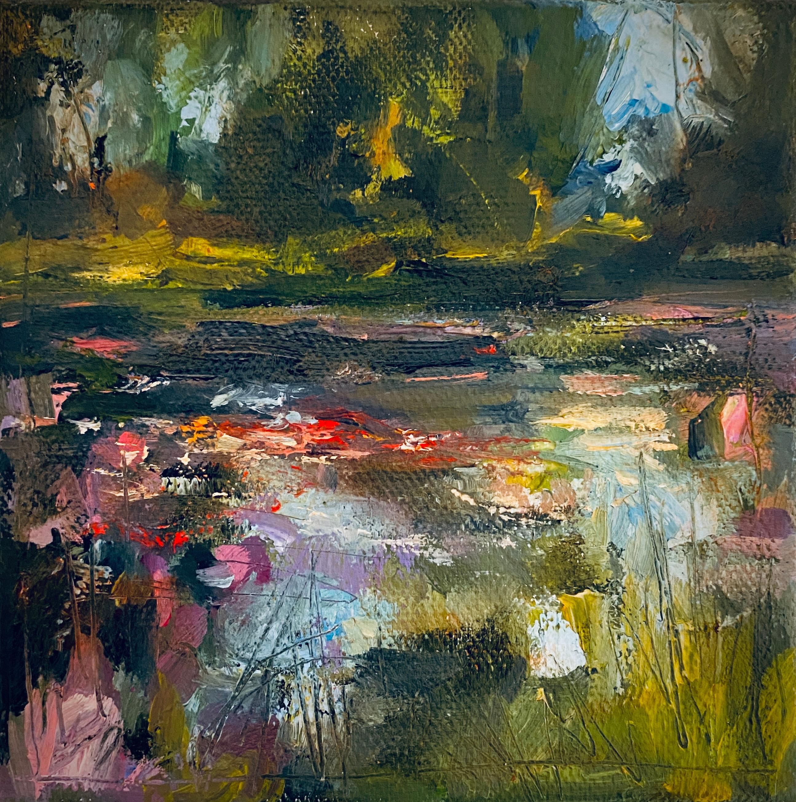 "Le Jardin de Monet, II" (2023) di Leigh Ann Van Fossan, Pittura a olio, Stagno delle ninfee