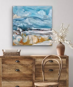 "Nestled" - Rural Midwestern Winter Landscape, Acrylic/Charcoal Painting