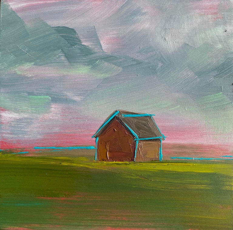Leigh Ann Van Fossan Still-Life Painting - "Prairie, Blue" Oil Painting