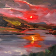 "Red Sunset" Oil Painting
