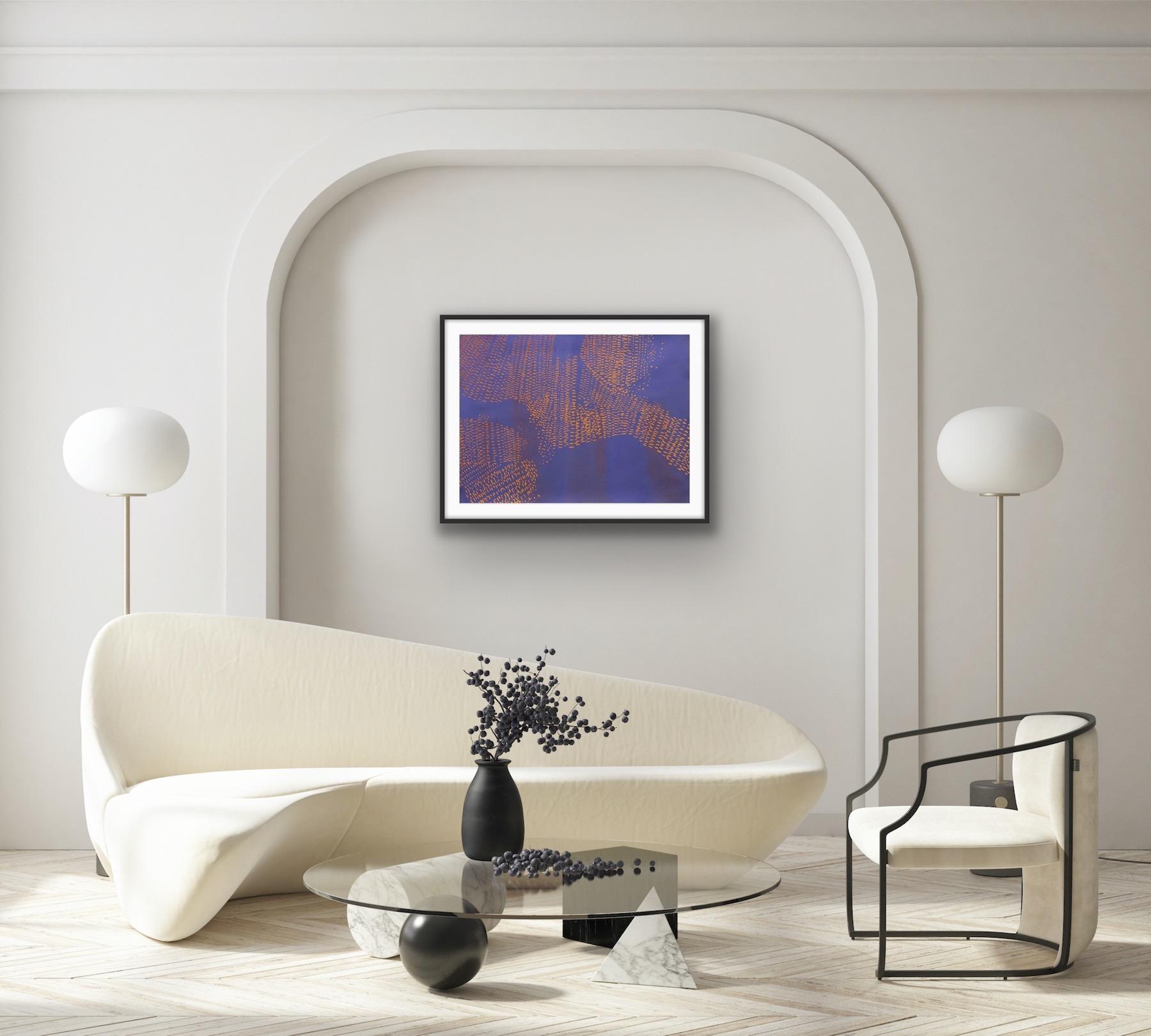 Murmurazione di storni II (2), Leigh Glover, Pittura astratta luminosa con uccelli - Abstract Painting Grigio di Leigh Glover 