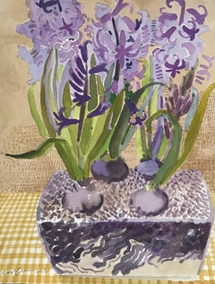 Hyacinth in glass vase, Leigh Glover, Still Life Art, Contemporary painting