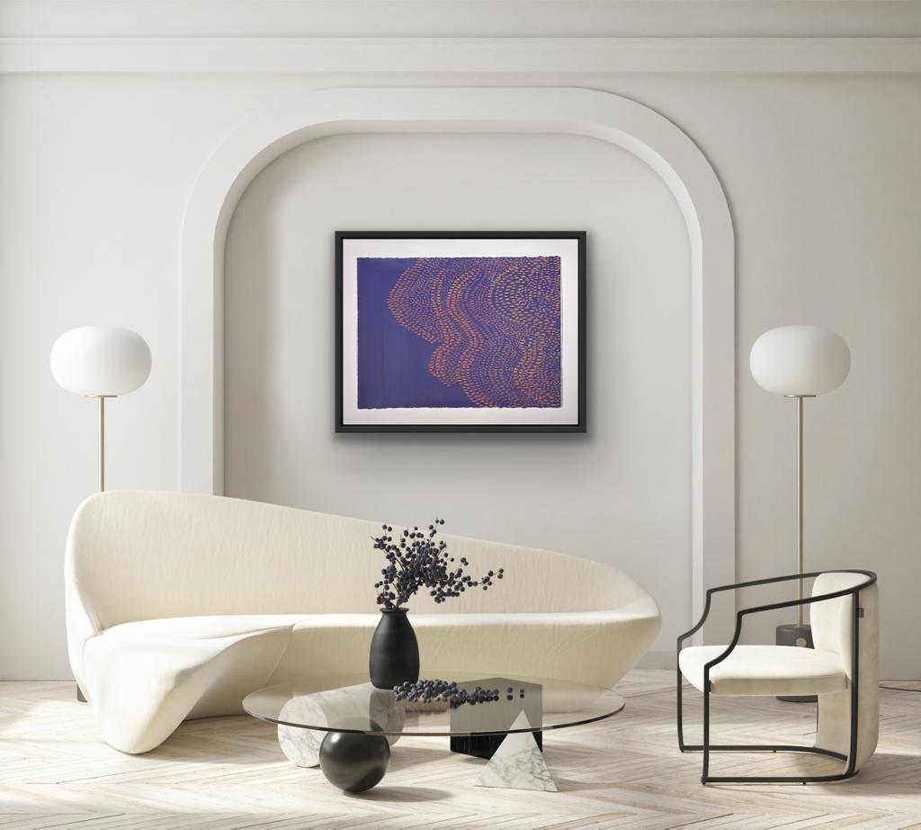 Murmurazione di storni, I (1), Pittura astratta, Arte degli uccelli, Arte viola e arancione - Painting di Leigh Glover
