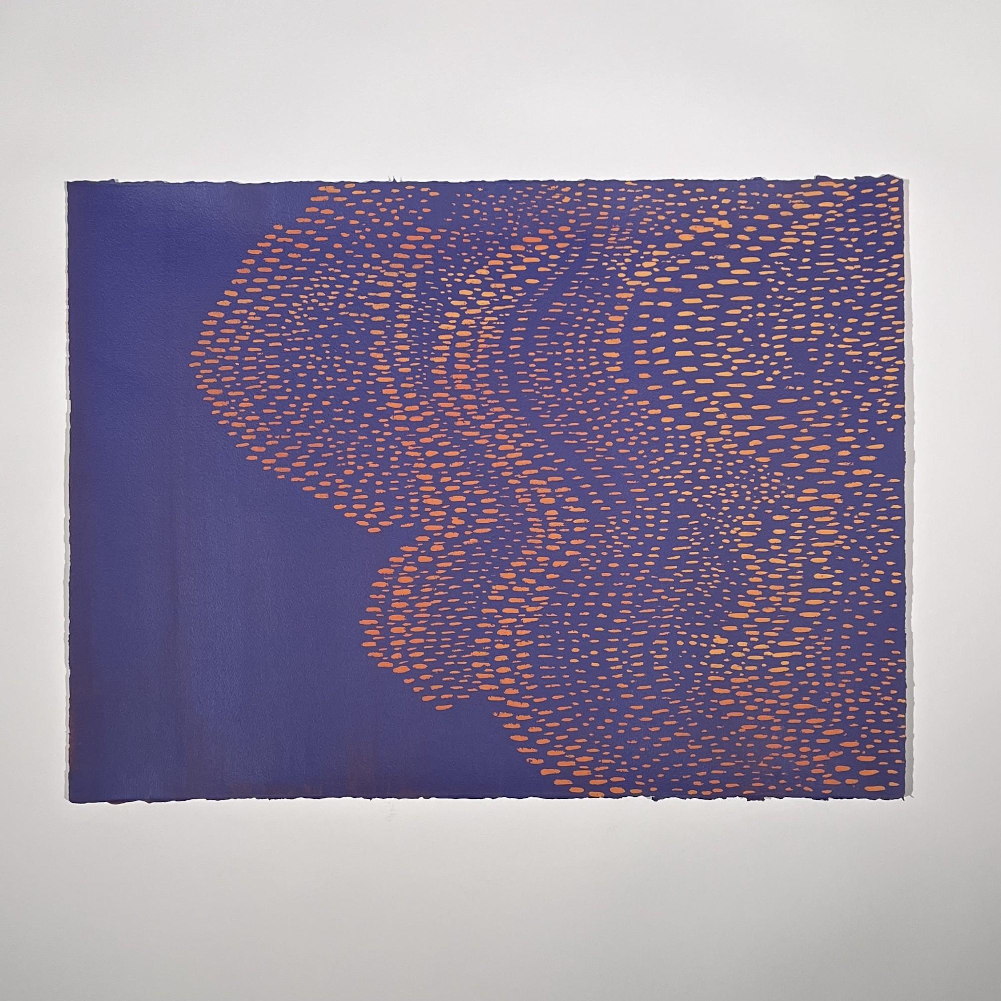 Peinture abstraite Starling Murmuration, I (1), Art oiseau, Art violet et orange - Abstrait Painting par Leigh Glover