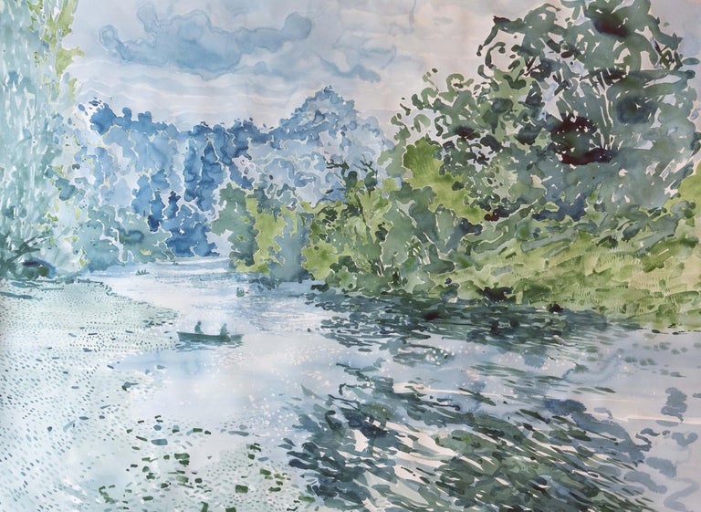 Leigh Glover Sunday on the Wye, Traditional Statement Watercolour