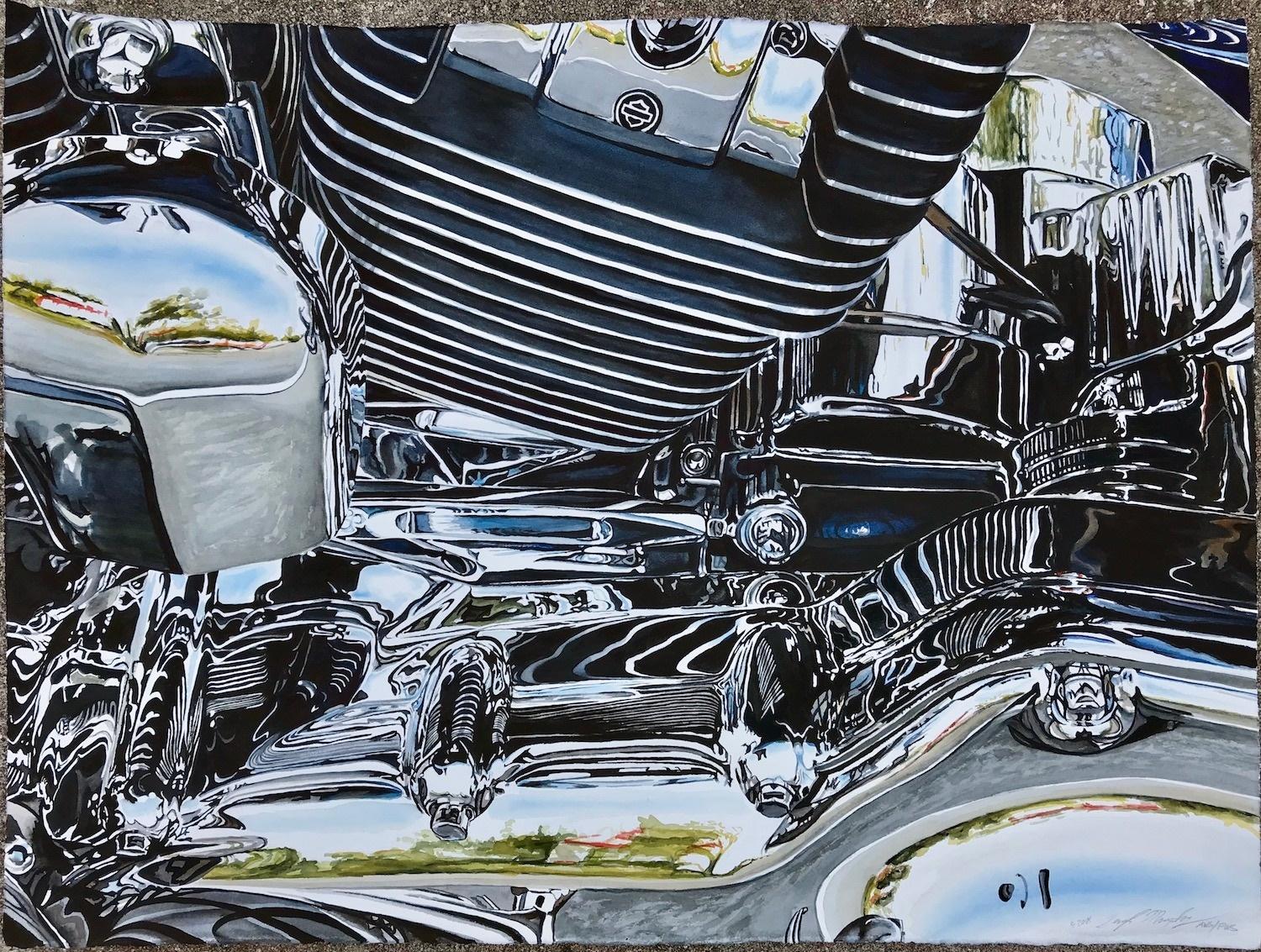 Leigh Murphy Animal Painting - Harley Engine