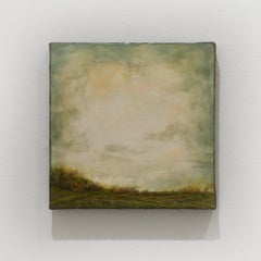 Untitled I (Hudson River School Encaustic Landscape Painting in Soft Green)