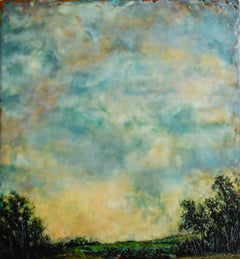Untitled II (Hudson River School Style Encaustic Landscape Painting)