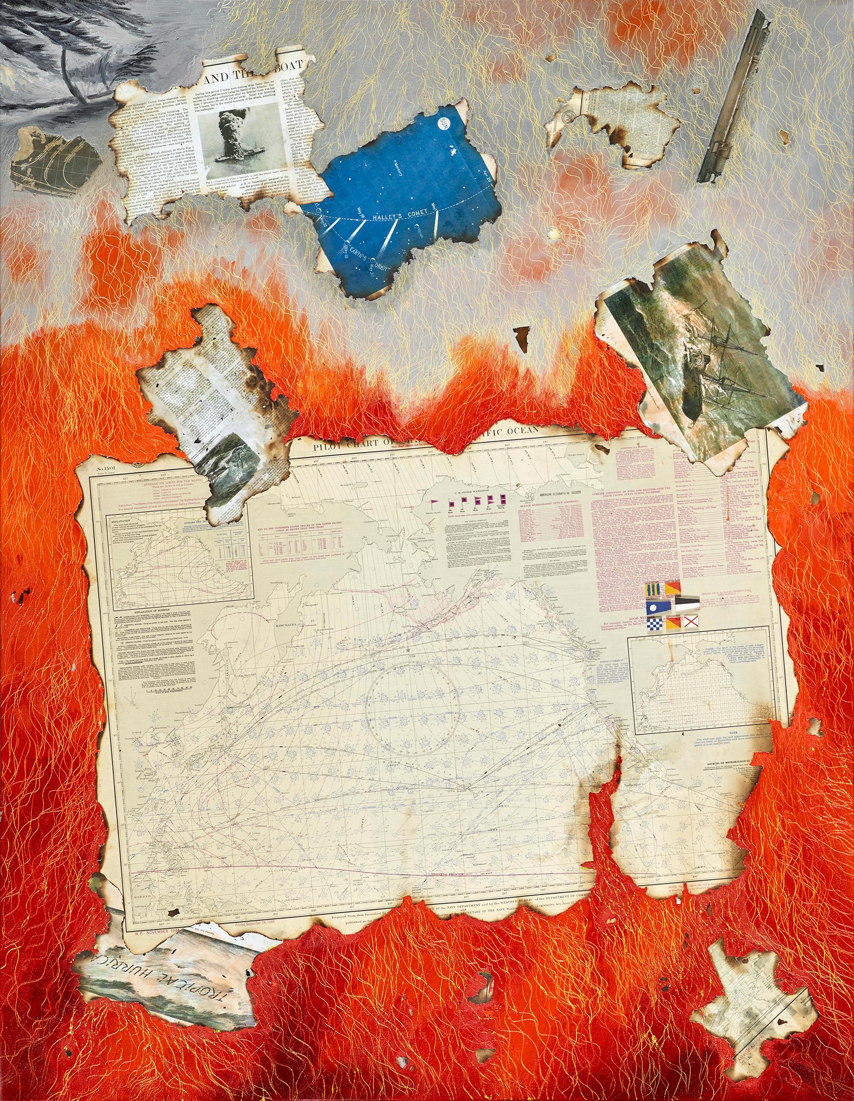 World Map I - Mixed Media Art by Leigh Wen