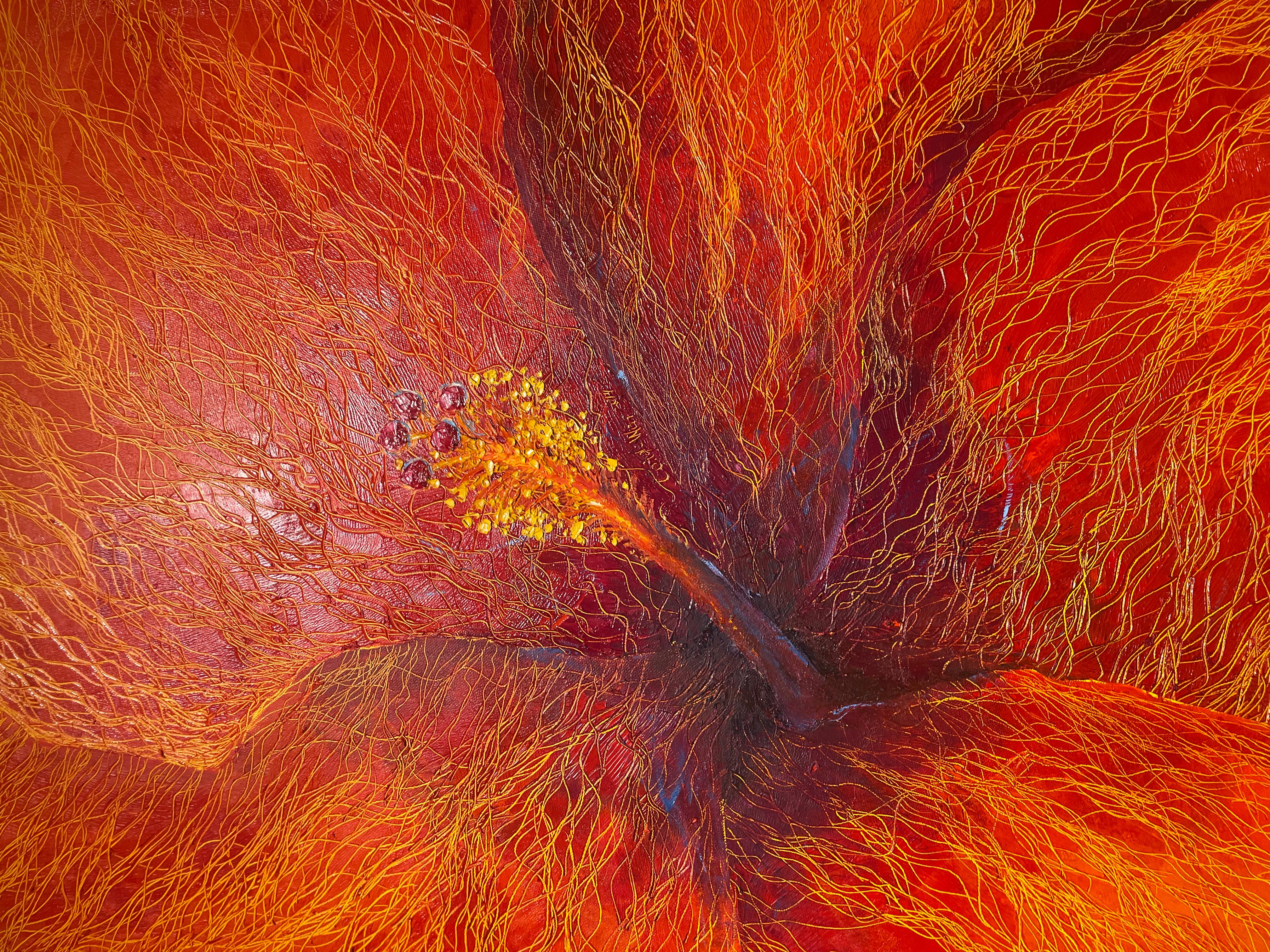 Hibiscus - Naturalistic Painting by Leigh Wen