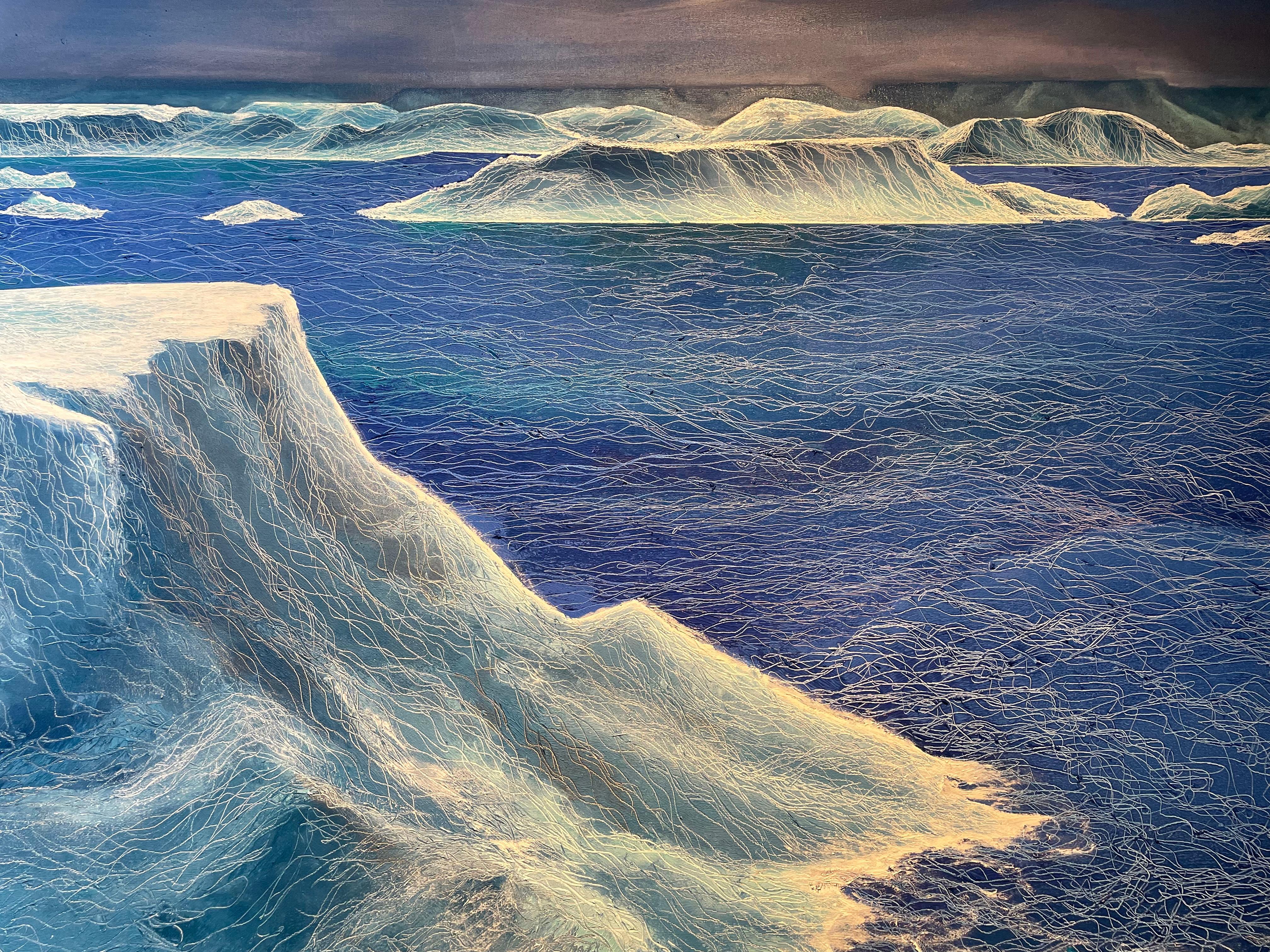 Iceberg I - Blue Landscape Painting by Leigh Wen
