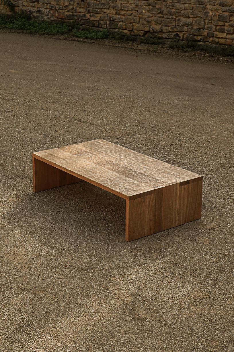Leïka Oak Coffee Table by La Lune
Dimensions: D 50 x W 105 x H 28 cm.
Materials: Solid oak.

Carved varnished solid oak. Local wood.Produced in France. Custom sizes available. Please contact us.

La Lune is above all a project to find another way of