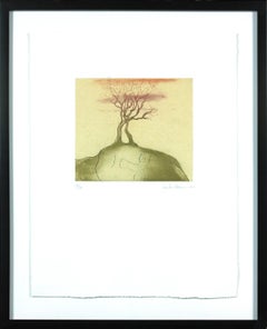 Mujer Sonande de un Arbol aquatint and chine colle by Leiko Ikemura