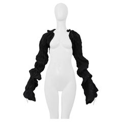 Leiko Studio Black Pleated Crinkle Sleeves With Ties