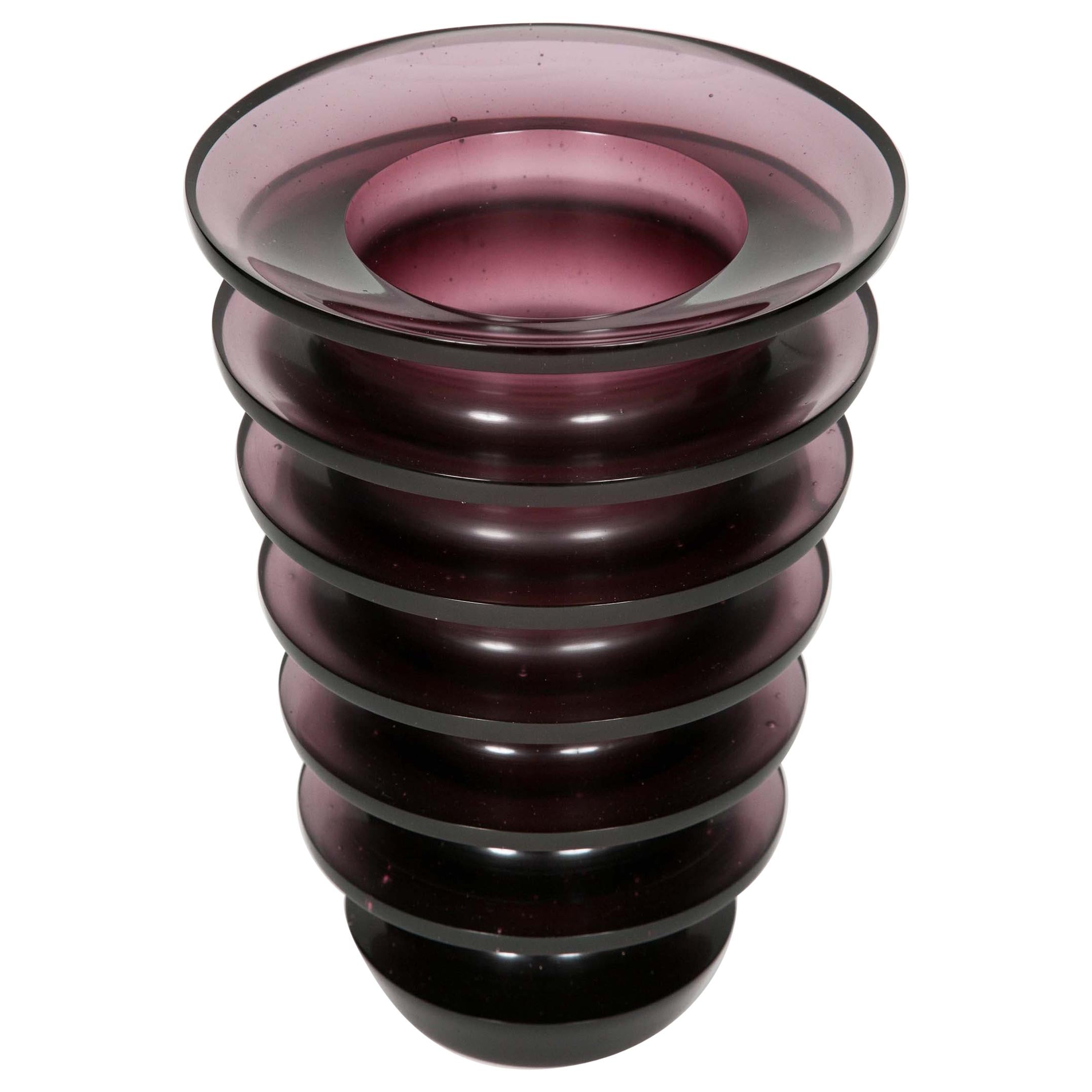 Leila, a unique dark purple / blackberry coloured glass vase by Paul Stopler