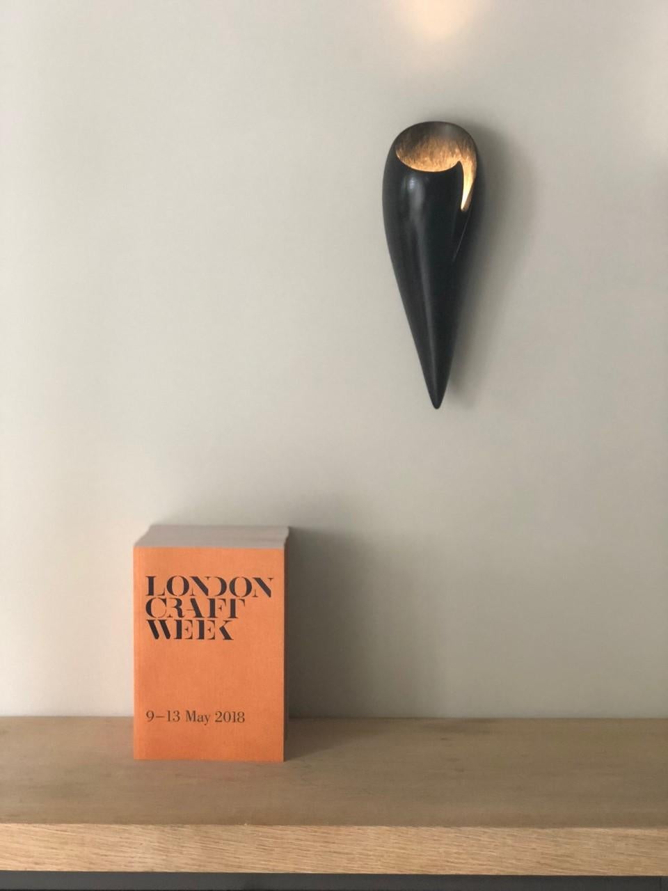 Leila Contemporary Wall Sconce, Wall Light in Ebony Plaster, Hannah Woodhouse 4